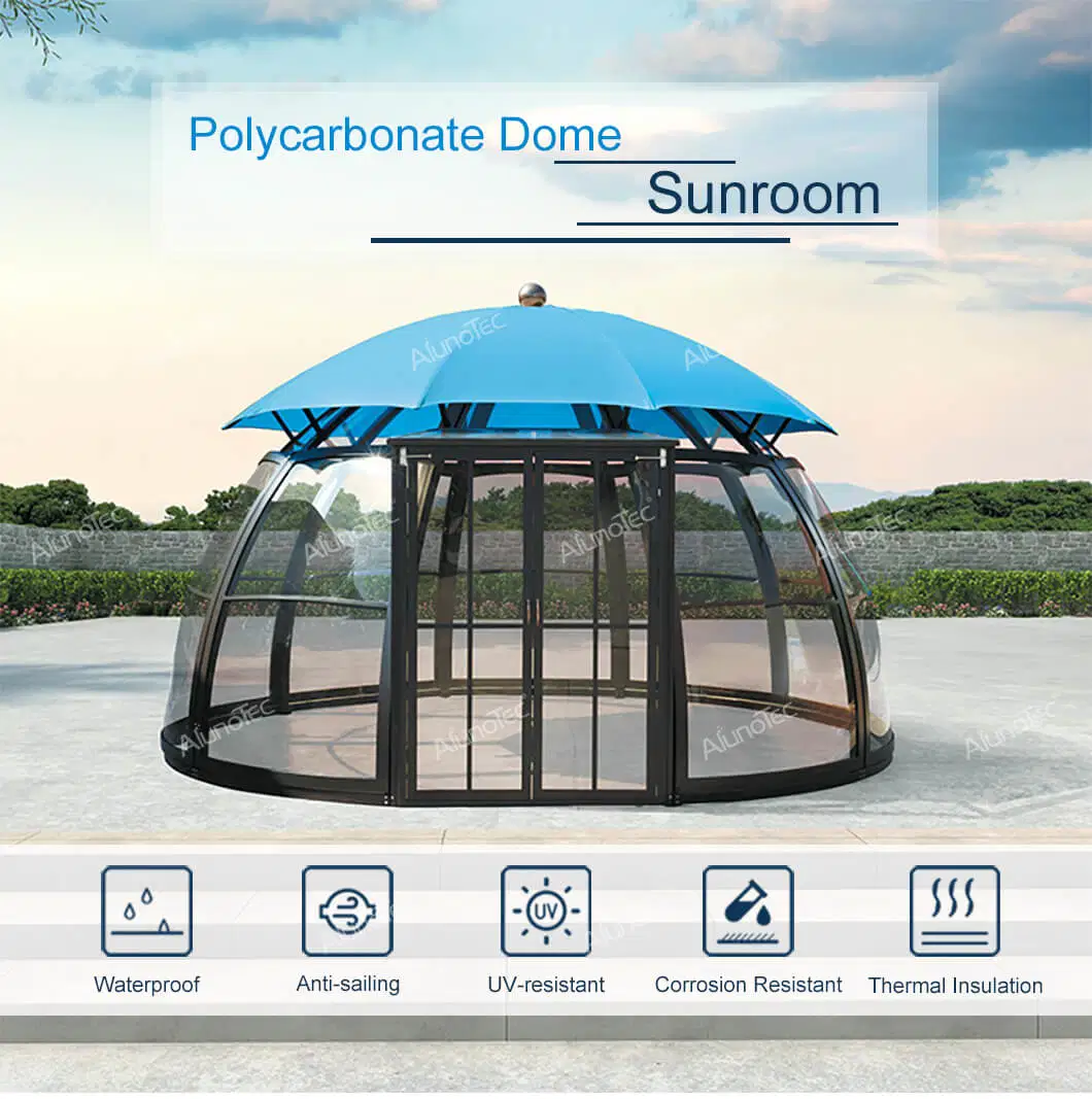 Modern Windproof Backyard Patio Roof Tents Canopy Pavilion Pergola Metal Gazebo Garden Sun Room Outdoor House Sunroom