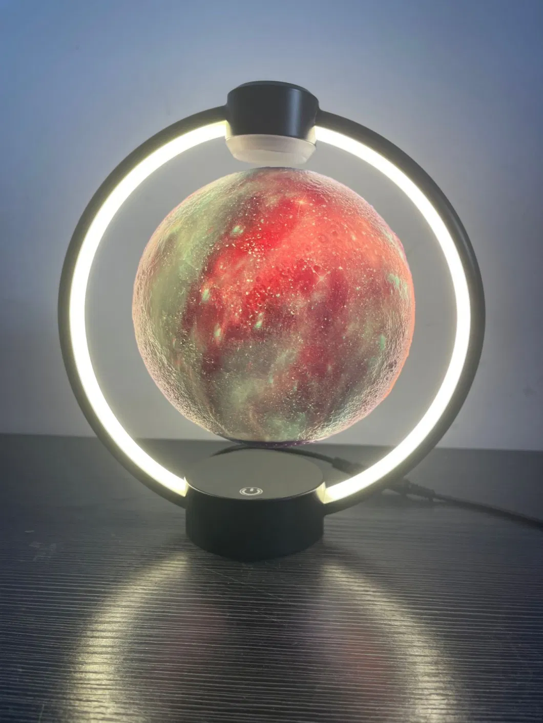 New Metal Frame Round Colorful LED Change Magnetic Levitation Rotating Night Light, Floating 15cm Star Moon Lamp Light with Remote Controller