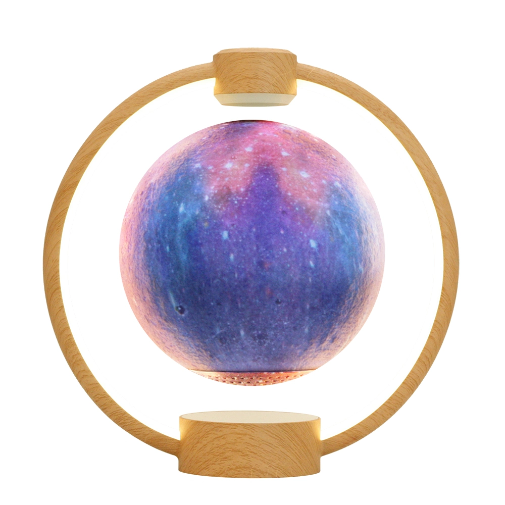 New Metal Frame Round Colorful LED Change Magnetic Levitation Rotating Night Light, Floating 15cm Star Moon Lamp Light with Remote Controller