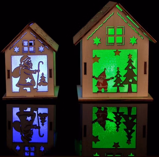 Decoration Christmas Wooden Cabin LED Light Santa Claus Party Decorative Ornaments