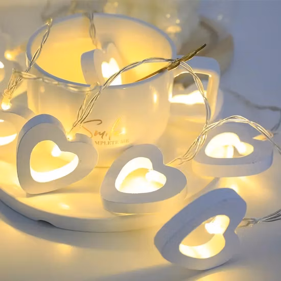 Wooden Heart Shaped Christmas Indoor Decoration LED String Light